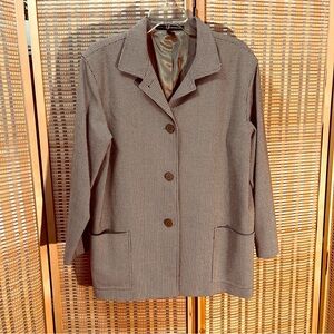 Linda Allard Ellen Tracy Cotton Silk Tweed Blazer 14